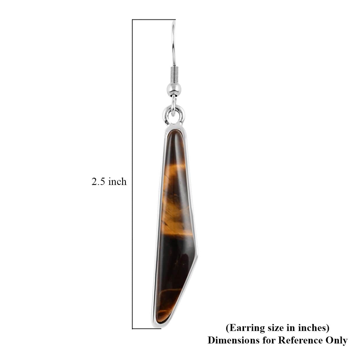 Yellow Tiger's Eye Earrings in Silvertone and Stainless Steel 12.25 ctw , Tarnish-Free, Waterproof, Sweat Proof Jewelry image number 5