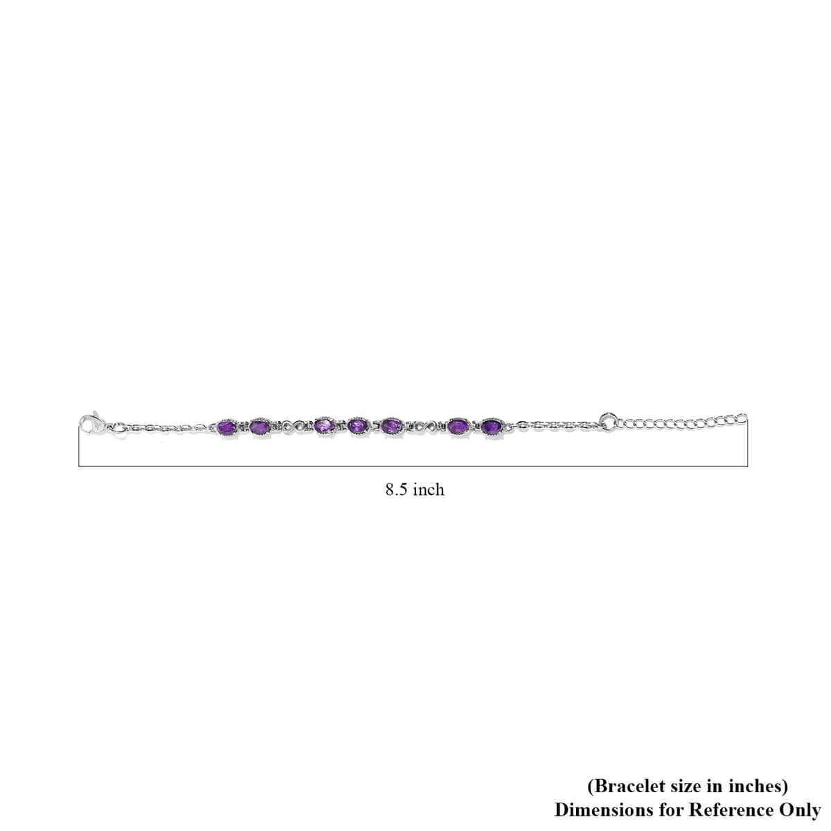 Amethyst Bracelet in Stainless Steel (6.50 In) 3.40 ctw image number 4