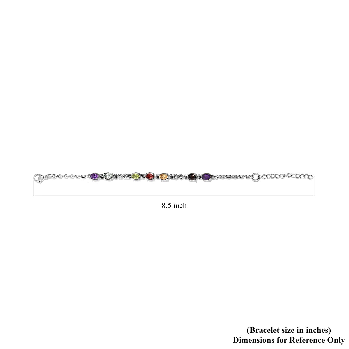 Multi Gemstone Bracelet in Stainless Steel (6.50 In) 3.00 ctw , Tarnish-Free, Waterproof, Sweat Proof Jewelry image number 4