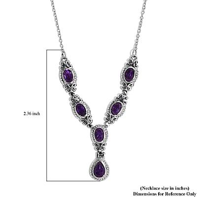 Amethyst Necklace (18 Inches) in Stainless Steel 2.60 ctw | Tarnish-Free, Waterproof, Sweat Proof Jewelry