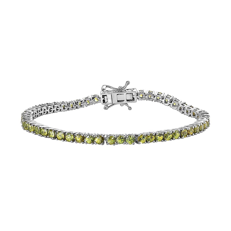 Ambanja Demantoid Garnet Tennis Bracelet in Platinum Over Sterling Silver (7.25 In) 8.60 ctw