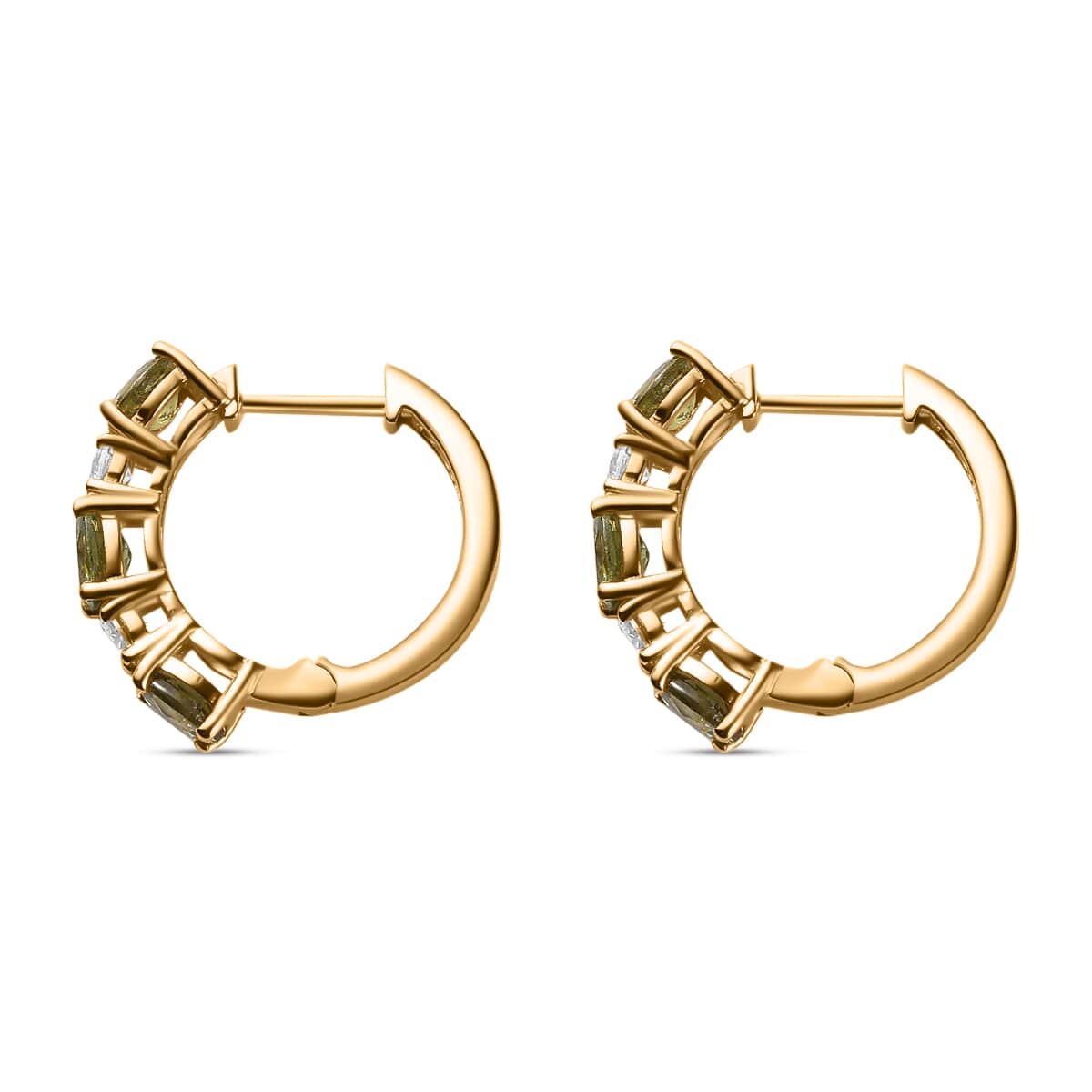 Ambanja Demantoid Garnet and Moissanite Hoop Earrings in Vermeil Yellow Gold Over Sterling Silver 3.25 ctw image number 3