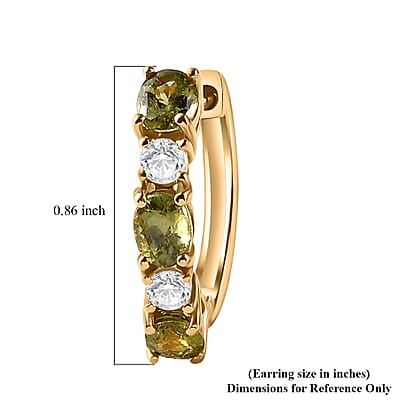 Ambanja Demantoid Garnet and Moissanite 3.25 ctw Hoop Earrings in Vermeil Yellow Gold Over Sterling Silver