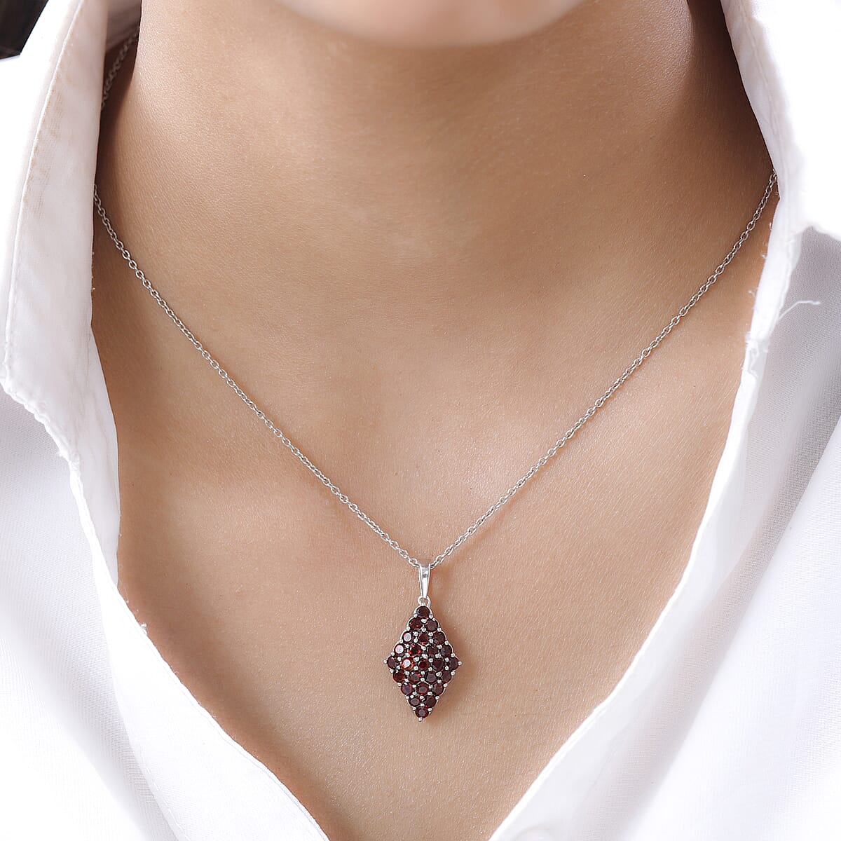 Karis Mozambique Garnet 2.15 ctw Pendant in Platinum Bond image number 2