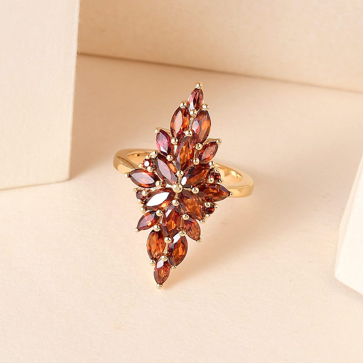 Mozambique Garnet Elongated Ring in Vermeil YG Over Sterling Silver (Size 10.0) (Delivery in 7-10 Business Days) 2.90 ctw image number 1