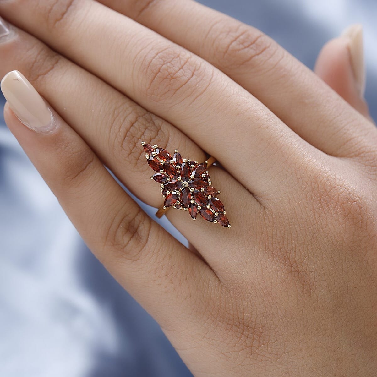 Mozambique Garnet Elongated Ring in Vermeil YG Over Sterling Silver (Size 10.0) (Delivery in 7-10 Business Days) 2.90 ctw image number 2