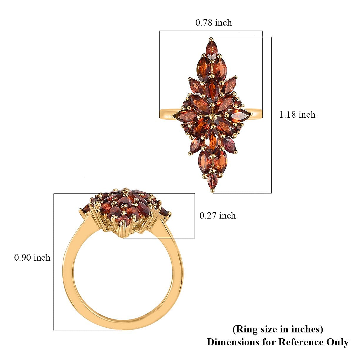 Mozambique Garnet Elongated Ring in Vermeil YG Over Sterling Silver (Size 10.0) (Delivery in 7-10 Business Days) 2.90 ctw image number 5