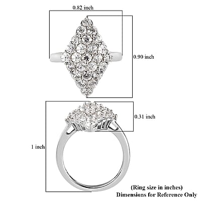 Karis White Zircon Elongated Ring in Platinum Bond (Size 10.0) 2.40 ctw