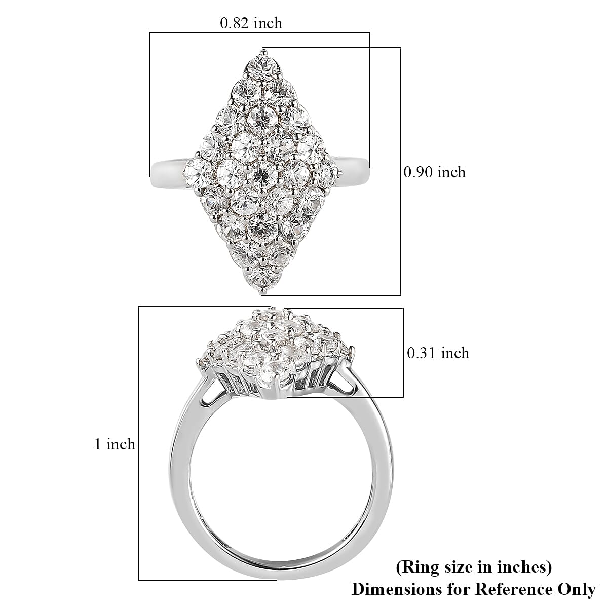 Karis White Zircon Elongated Ring in Platinum Bond (Size 7.0) 2.40 ctw image number 5