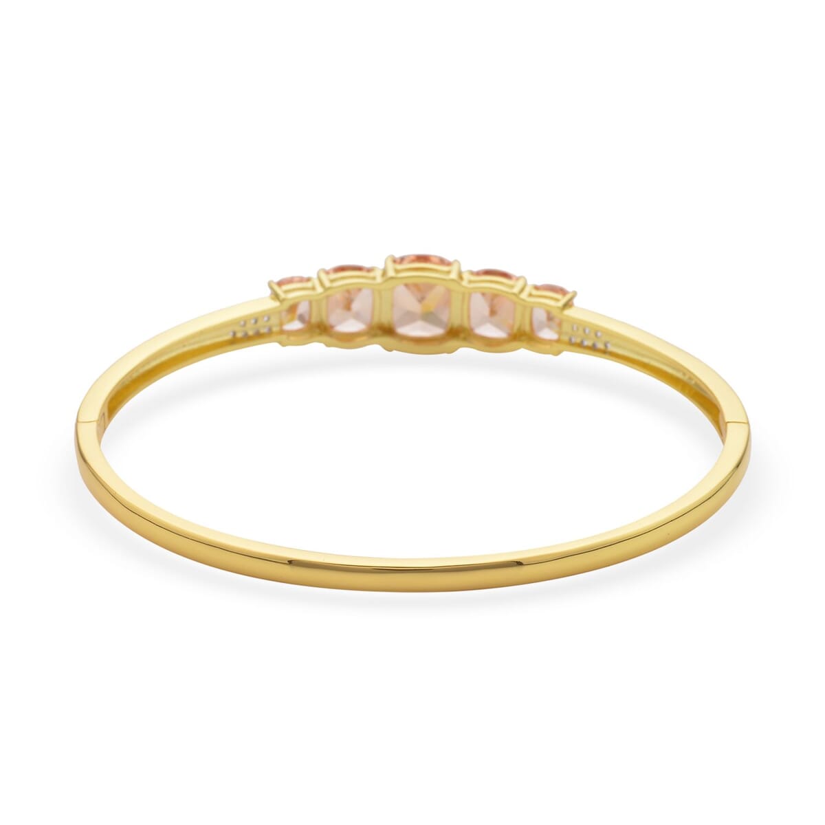 Simulated Champagne and White Diamond Bangle Bracelet in Goldtone (7.25 In) 19.60 ctw image number 3