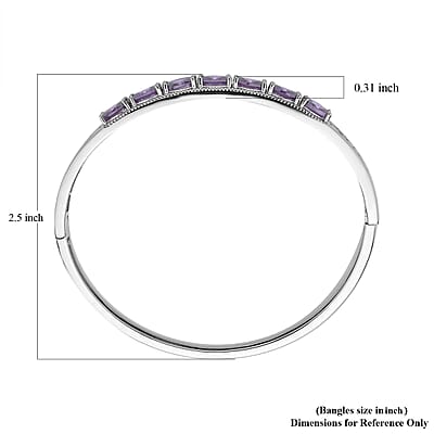 Simulated Purple Diamond Bangle Bracelet in Silvertone (6.00 In) 13.75 ctw
