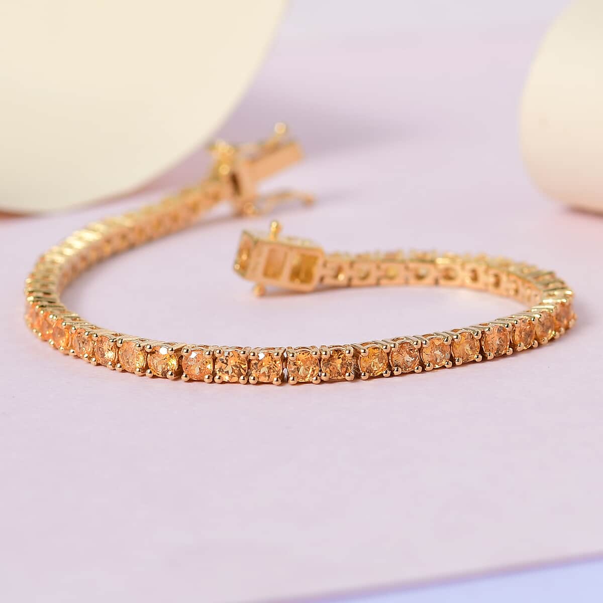 Premium Viceroy Spessartine Garnet Tennis Bracelet in Vermeil Yellow Gold Over Sterling Silver (6.50 In) 8.90 Grams 7.15 ctw image number 1