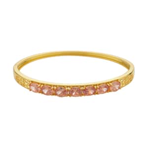 Simulated Champagne Diamond Bangle Bracelet in Goldtone (7.25 In) 13.75 ctw