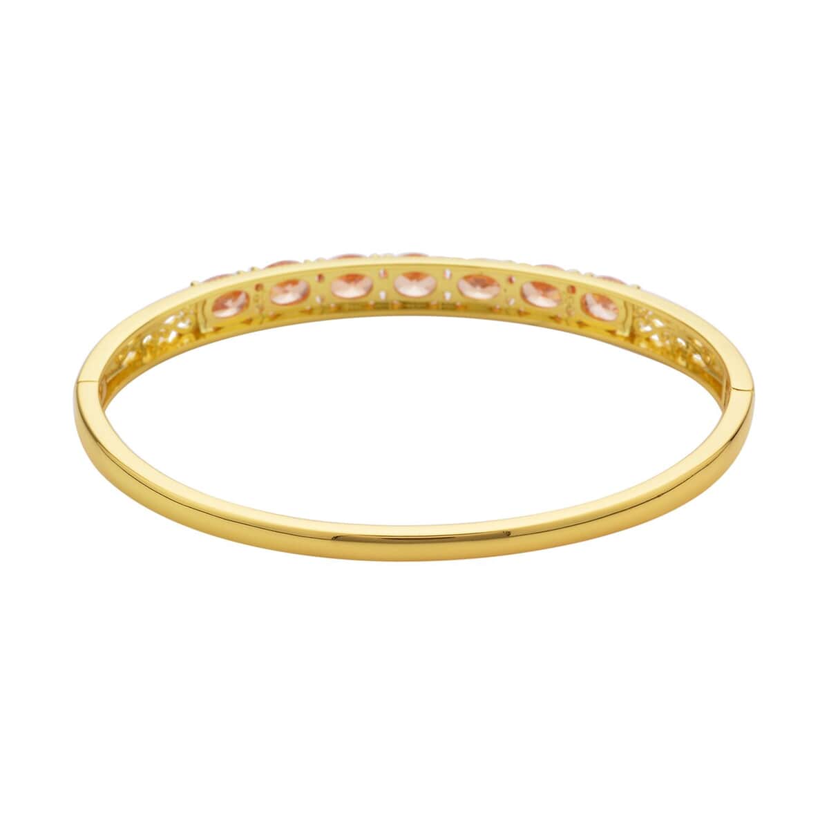 Simulated Champagne Diamond Bangle Bracelet in Goldtone (7.25 In) 13.75 ctw image number 3