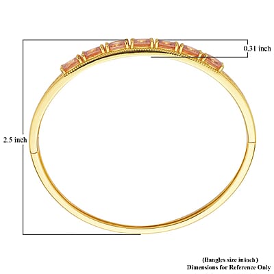 Simulated Champagne Diamond Bangle Bracelet in Goldtone (7.25 In) 13.75 ctw
