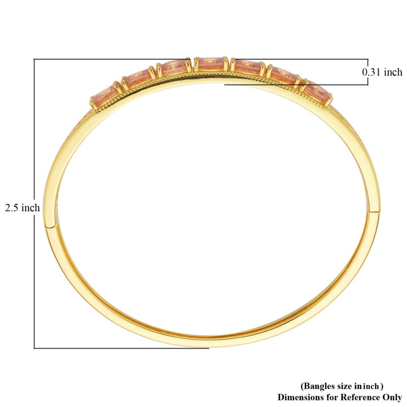 Simulated Champagne Diamond Bangle Bracelet in Goldtone (7.25 In) 13.75 ctw