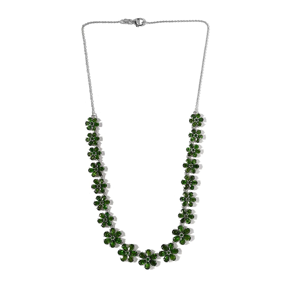 Chrome Diopside Floral Necklace 18 Inches in Platinum Over Sterling Silver 29.85 ctw image number 3