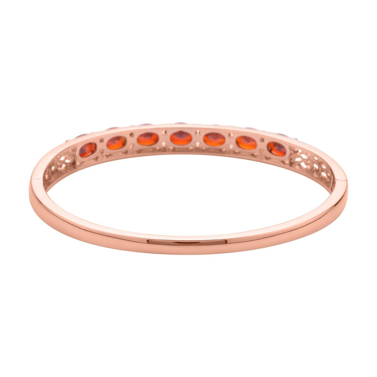 Simulated Red Diamond Bangle Bracelet in Rosetone (7.25 In) 13.75 ctw image number 3