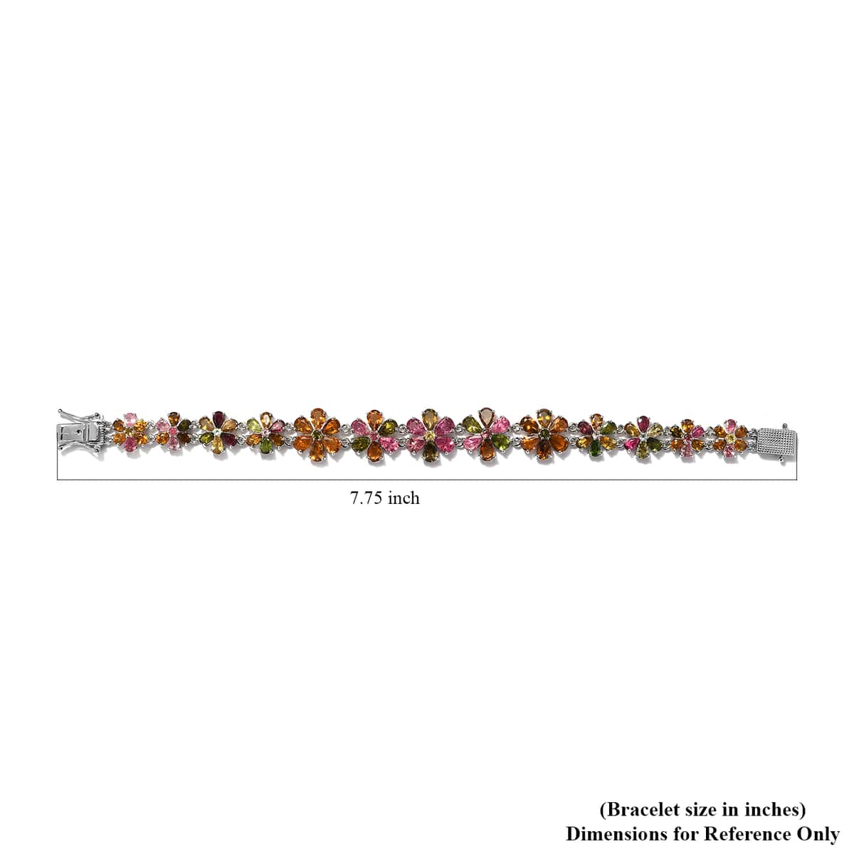 Multi-Tourmaline Floral Bracelet in Platinum Over Sterling Silver (7.25 In) 16 Grams 19.35 ctw image number 4