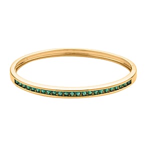 Simulated Green Diamond Bangle Bracelet in Goldtone (7.25 in) 2.85 ctw