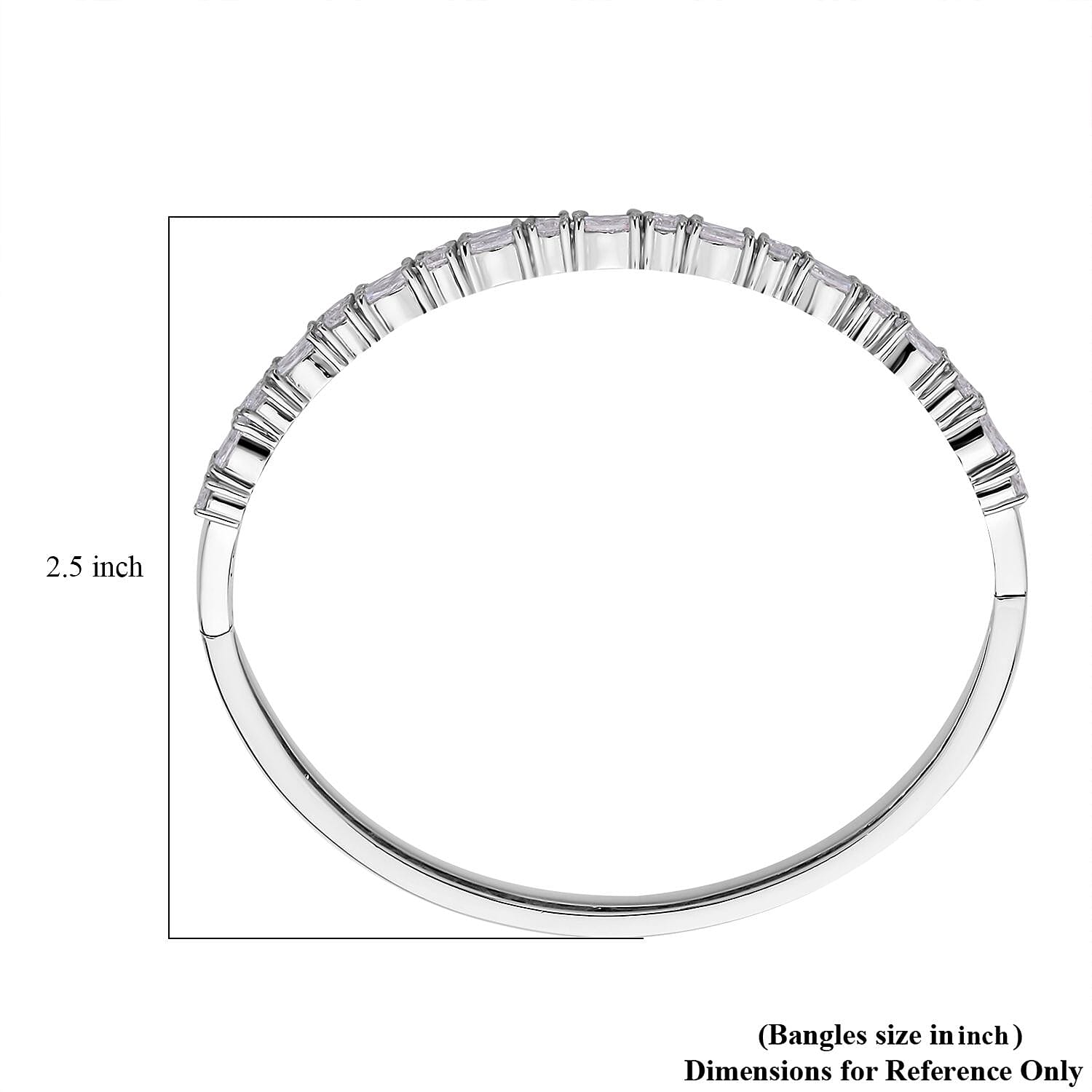 Simulated Diamond Bangle Bracelet in Silvertone (6.00 In) 11.65 ctw