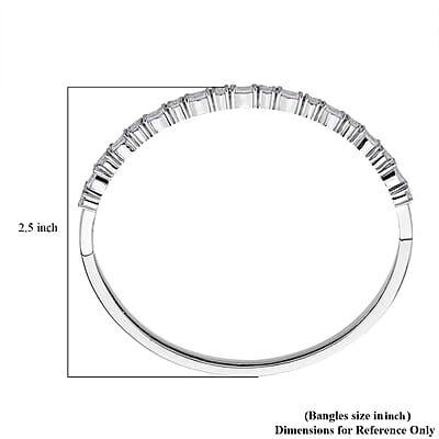 Simulated Diamond Bangle Bracelet in Silvertone (6.00 In) 11.65 ctw