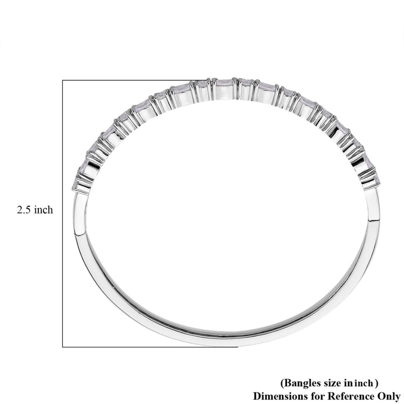 Simulated Diamond Bangle Bracelet in Silvertone (6.00 In) 11.65 ctw