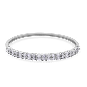 Simulated Diamond Bangle Bracelet in Silvertone (7.25 In) 11.65 ctw