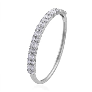 Simulated Diamond Bangle Bracelet in Silvertone (7.25 In) 11.65 ctw
