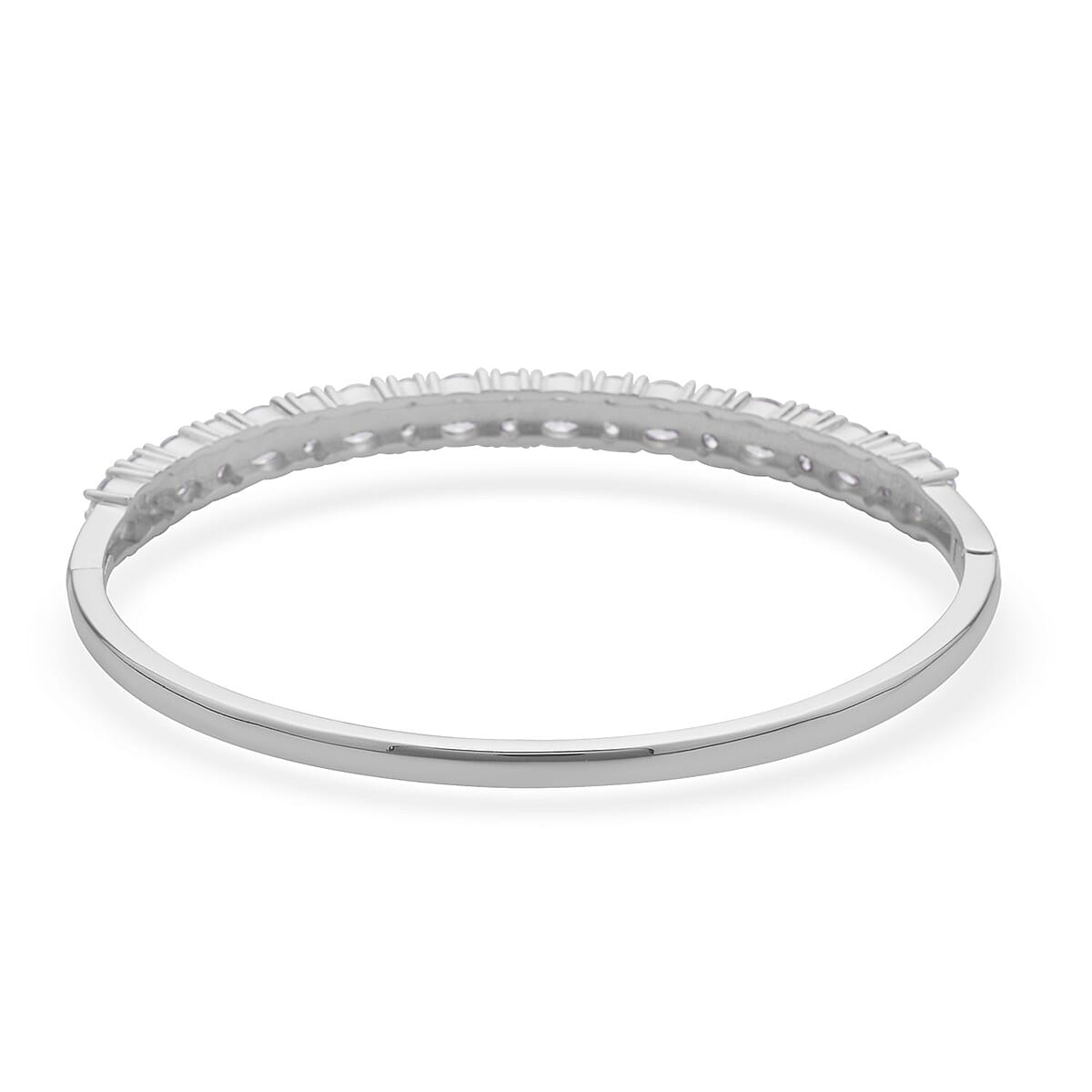 Simulated Diamond Bangle Bracelet in Silvertone (7.25 In) 11.65 ctw image number 3