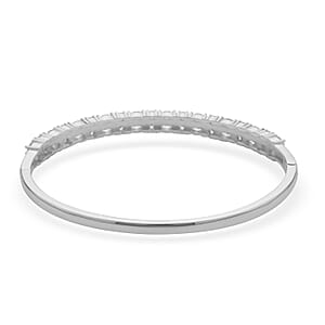 Simulated Diamond Bangle Bracelet in Silvertone (7.25 In) 11.65 ctw