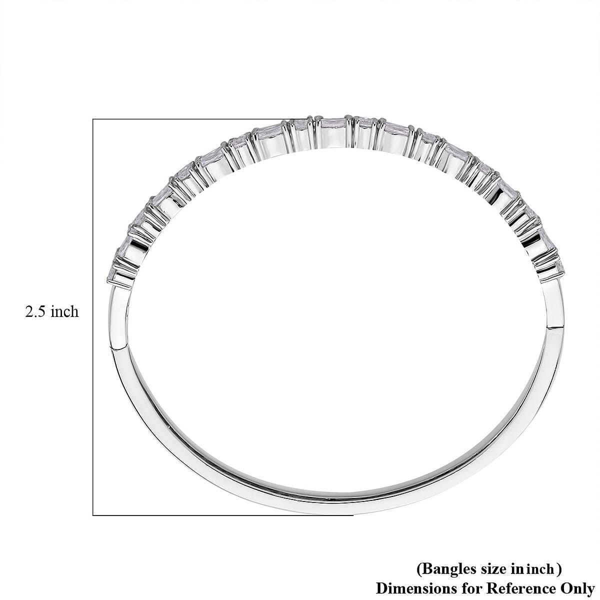 Simulated Diamond Bangle Bracelet in Silvertone (7.25 In) 11.65 ctw image number 4