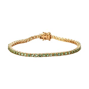 Premium Tsavorite Garnet Tennis Bracelet in Vermeil Yellow Gold Over Sterling Silver (7.25 In) 7.15 ctw