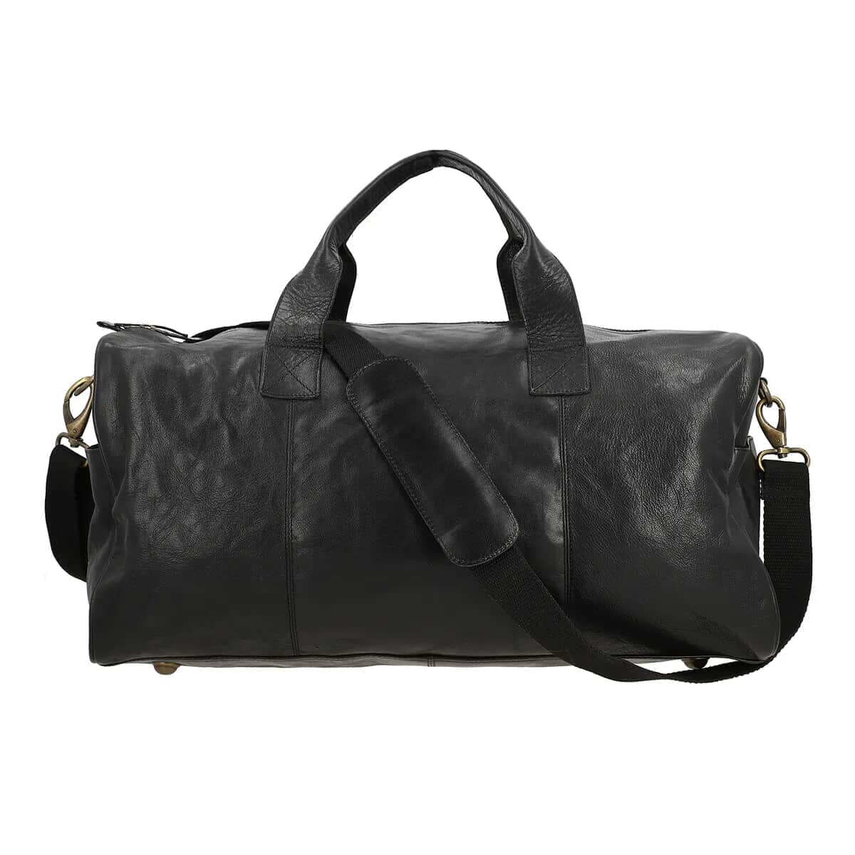 100% Genuine Leather Luggage Duffle Bag  SIZE: 20(L)x10(W)x10(H)Inches  COLOR: Black image number 0