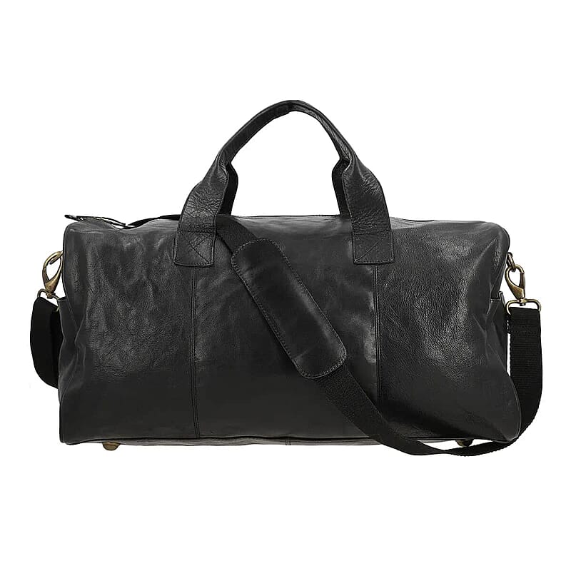 Genuine Leather Duffle Bag , Black Duffle Bag , Travel Leather Bag with Handle Drop, Luggage Duffle Bag, Duffle Bag For Gym with Detachable and Adjustable Shoulder Strap