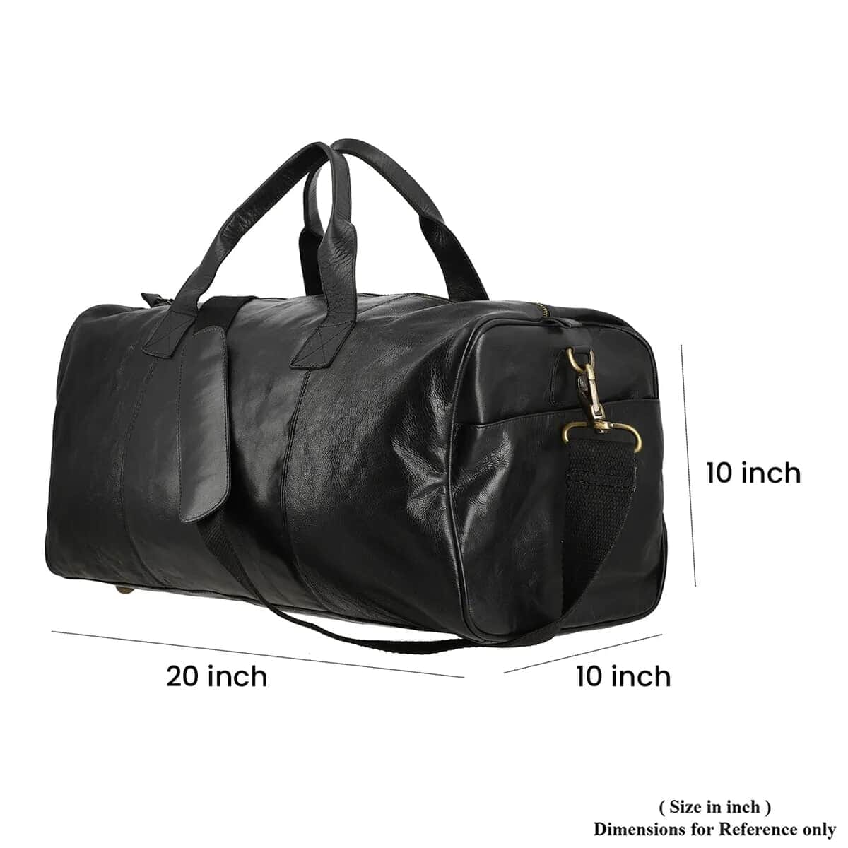 100% Genuine Leather Luggage Duffle Bag  SIZE: 20(L)x10(W)x10(H)Inches  COLOR: Black image number 3