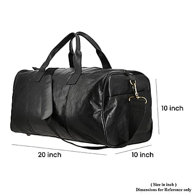 Genuine Leather Duffle Bag , Black Duffle Bag , Travel Leather Bag with Handle Drop, Luggage Duffle Bag, Duffle Bag For Gym with Detachable and Adjustable Shoulder Strap
