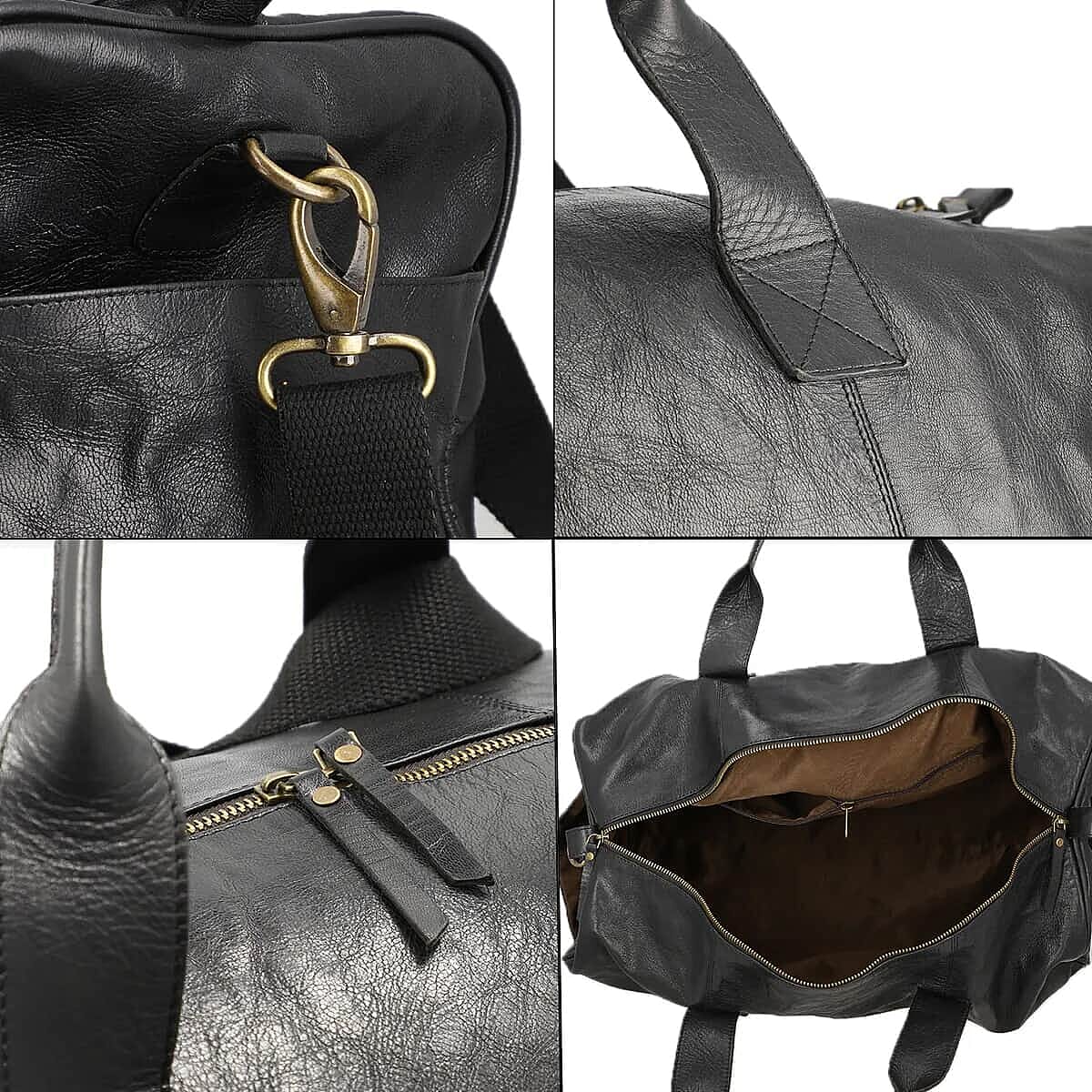 Genuine Leather Duffle Bag , Black Duffle Bag , Travel Leather Bag with Handle Drop, Luggage Duffle Bag, Duffle Bag For Gym with Detachable and Adjustable Shoulder Strap