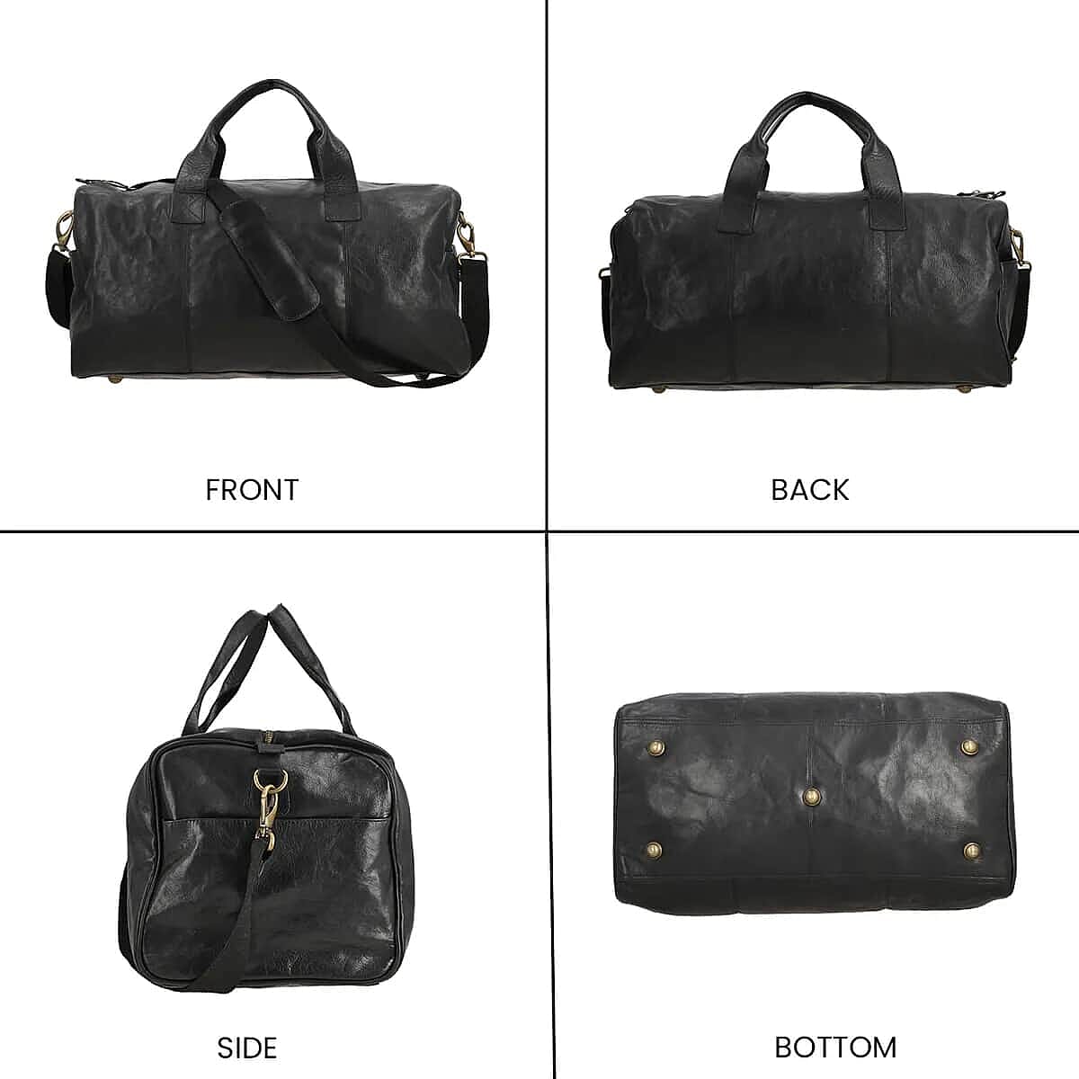 Genuine Leather Duffle Bag , Black Duffle Bag , Travel Leather Bag with Handle Drop, Luggage Duffle Bag, Duffle Bag For Gym with Detachable and Adjustable Shoulder Strap
