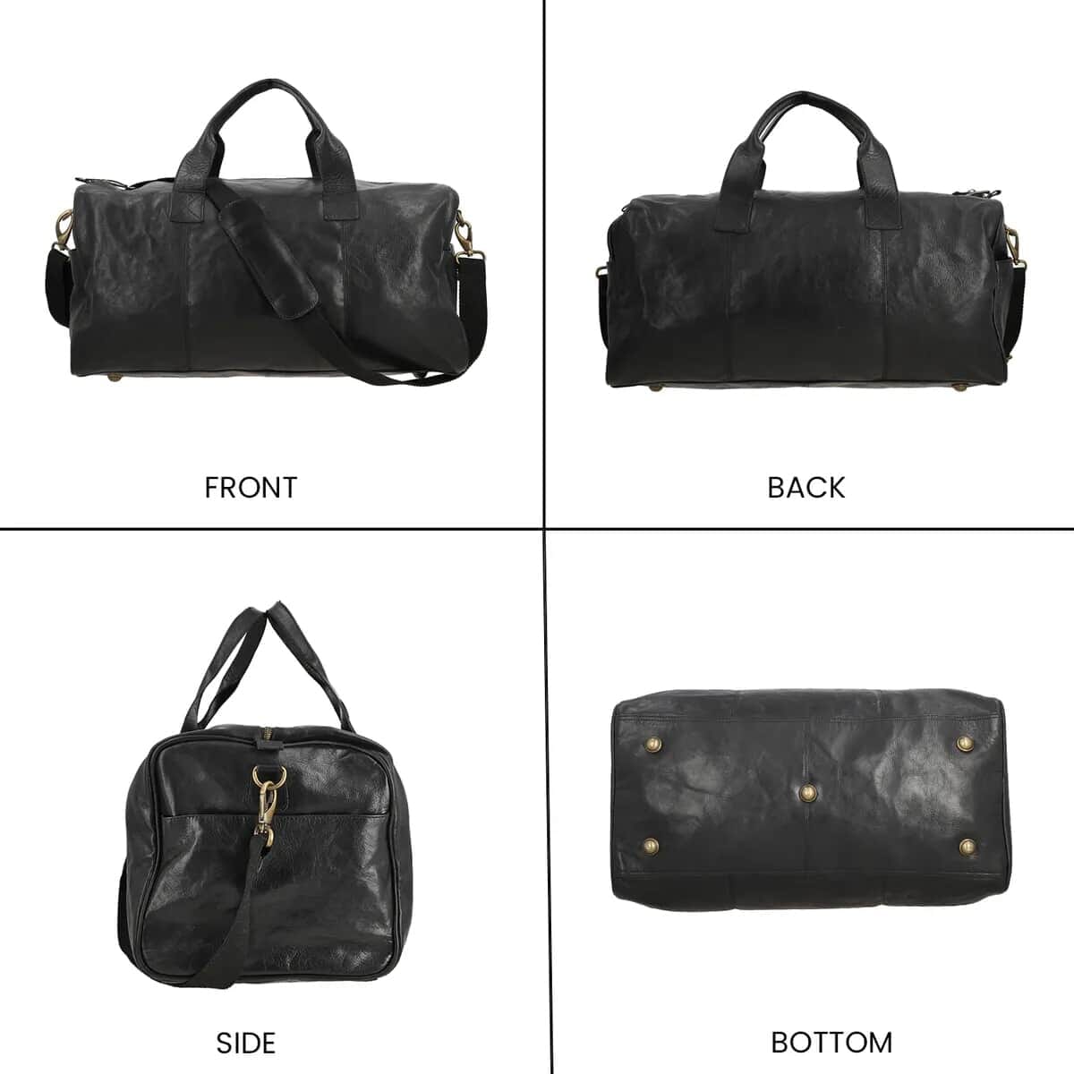 100% Genuine Leather Luggage Duffle Bag  SIZE: 20(L)x10(W)x10(H)Inches  COLOR: Black image number 5