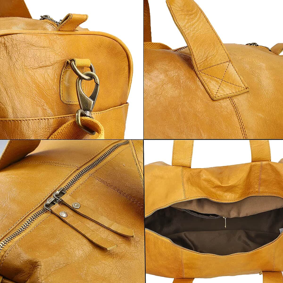 Genuine Leather Duffle Bag, Tan Duffle Bag, Travel Leather Bag with Handle Drop, Luggage Duffle Bag, Duffle Bag For Gym with Detachable and Adjustable Shoulder Strap image number 4