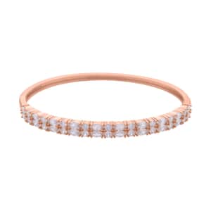 Simulated Diamond Bangle Bracelet in Rosetone (7.25 In)