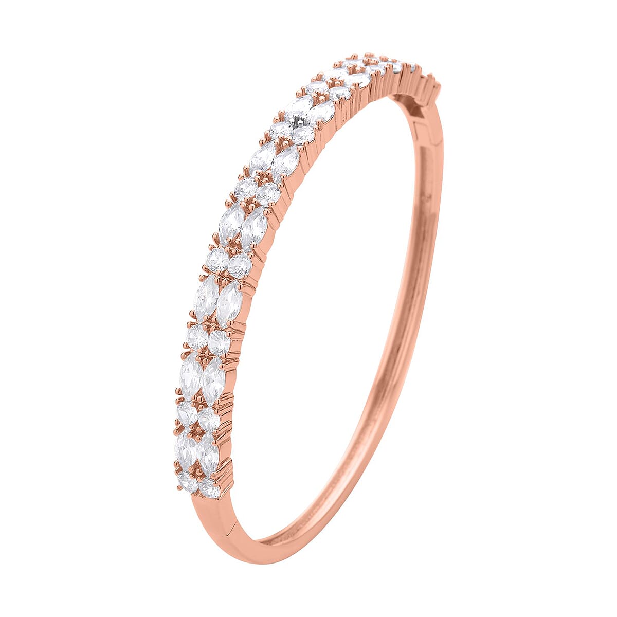 Simulated Diamond Bangle Bracelet in Rosetone (7.25 In) image number 2