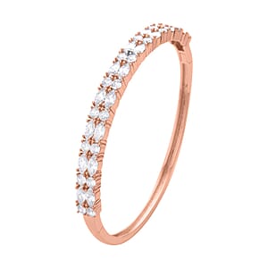 Simulated Diamond Bangle Bracelet in Rosetone (7.25 In)