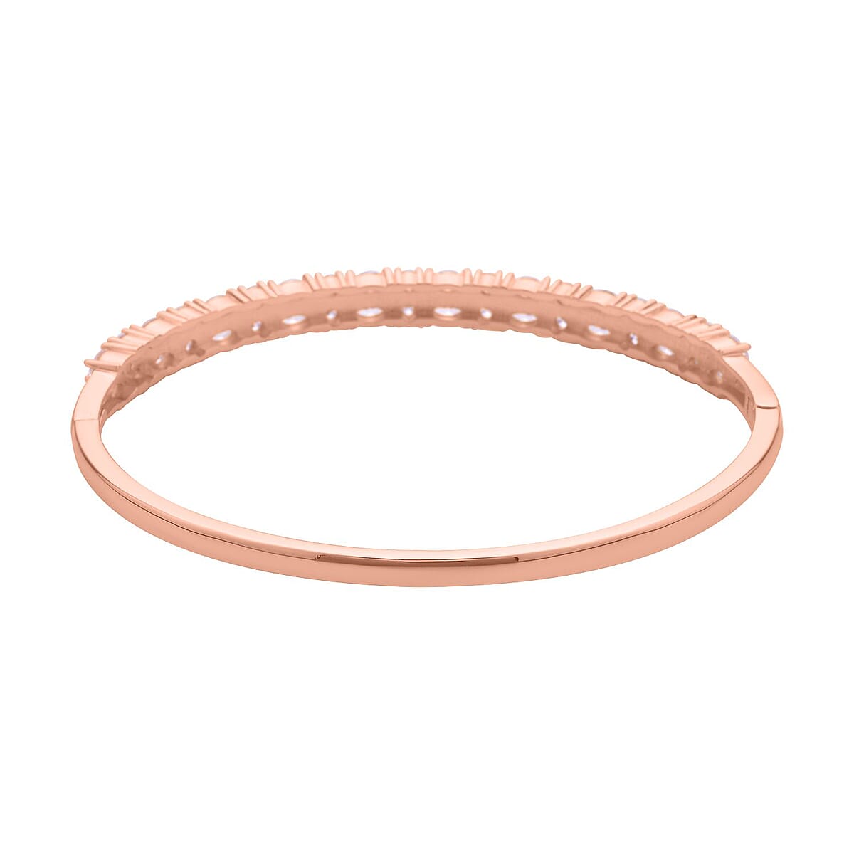 Simulated Diamond Bangle Bracelet in Rosetone (7.25 In) image number 3