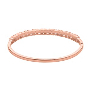 Simulated Diamond Bangle Bracelet in Rosetone (7.25 In)