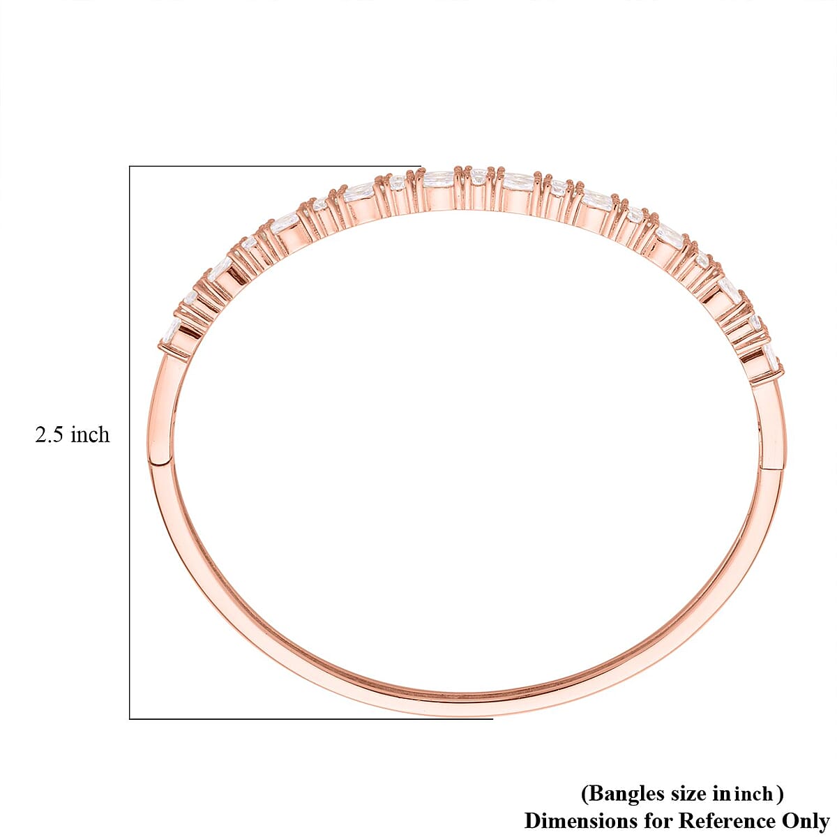 Simulated Diamond Bangle Bracelet in Rosetone (7.25 In) image number 4