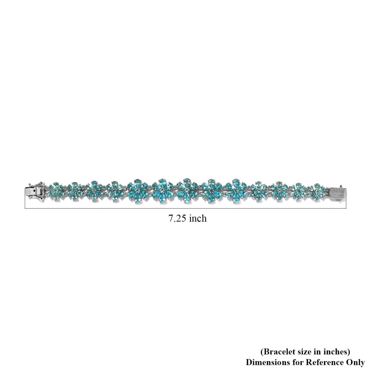 Madagascar Paraiba Apatite Floral Bracelet in Platinum Over Sterling Silver (7.25 In) 25.35 ctw image number 4