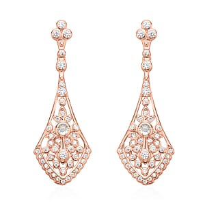 Simulated Diamond Dangle Earrings in Rosetone 2.00 ctw