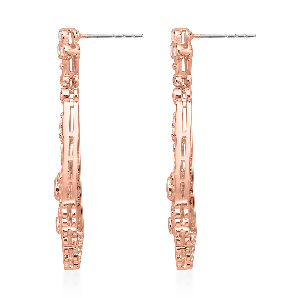 Simulated Diamond Dangle Earrings in Rosetone 2.00 ctw image number 3
